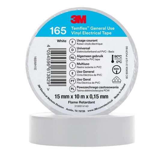 Nastro isolante in vinile 3M™ Temflex™ 165, Bianco - Nastro isolante elettrico