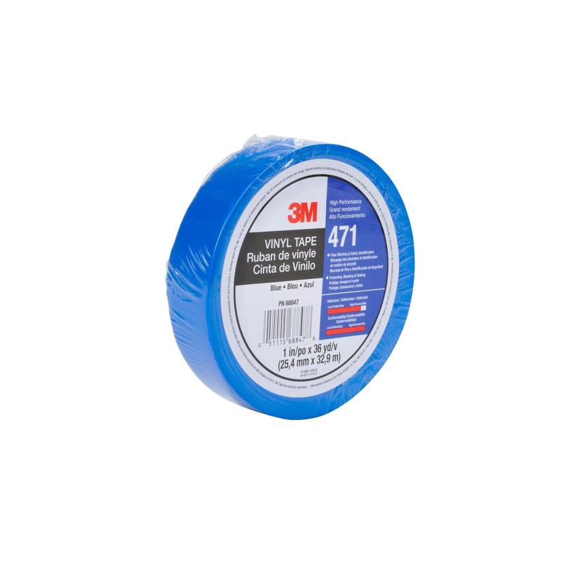 Nastro in PVC morbido 3M™ 471, blu, 9 mm x 33 m, 0,14 mm, confezionato singolarmente | Confezione (1 rotolo)
