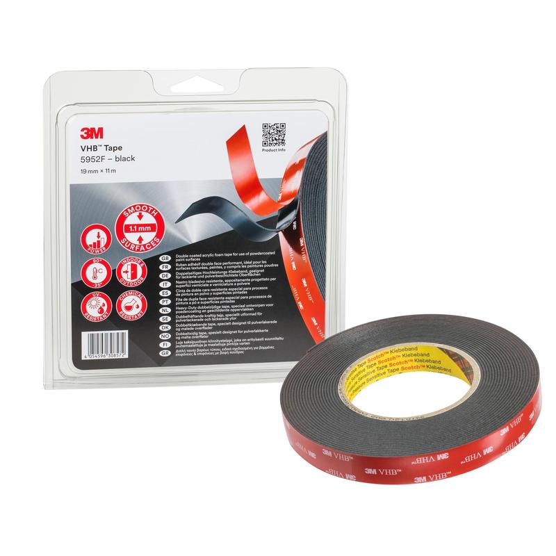Nastro adesivo 3M™ VHB™ 5952F, nero, 19 mm x 11 m, 1,1 mm | Confezione (1 rotolo)