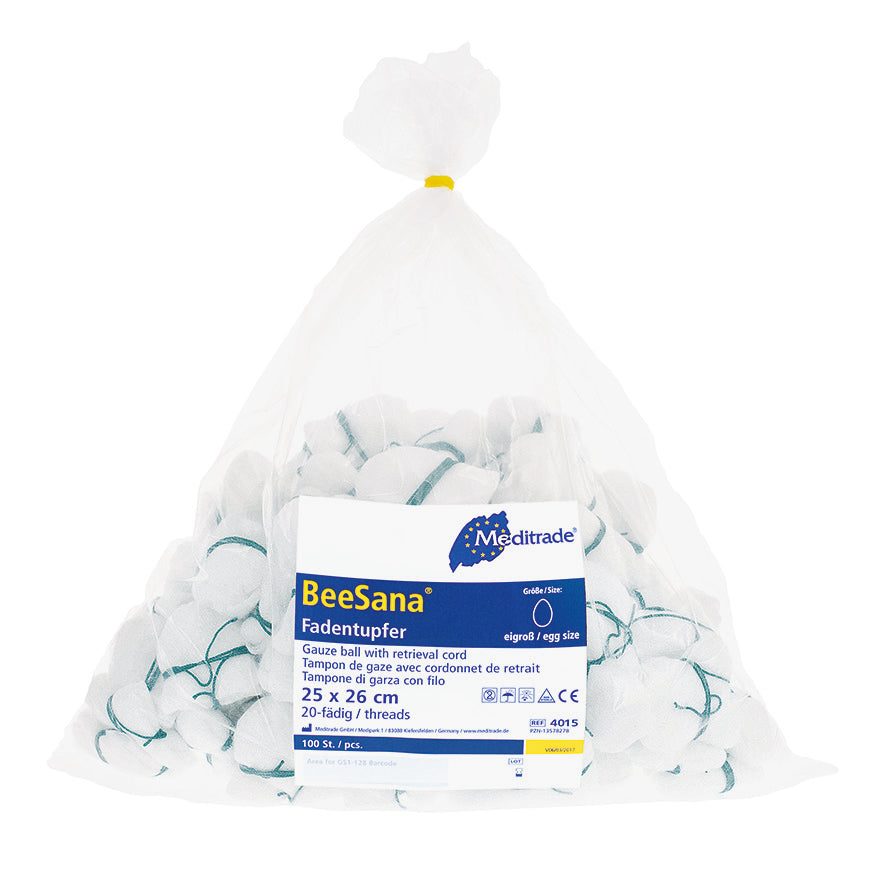 Tampone con filo BeeSana® non sterile con RöKo, 25 x 26 cm, a forma di uovo, filo verde | Confezione (1 pezzo)