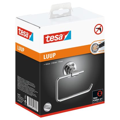 tesa Luup Toilettenpapierhalter ohne Deckel, verchromt, inkl. Klebelösung ohne Deckel