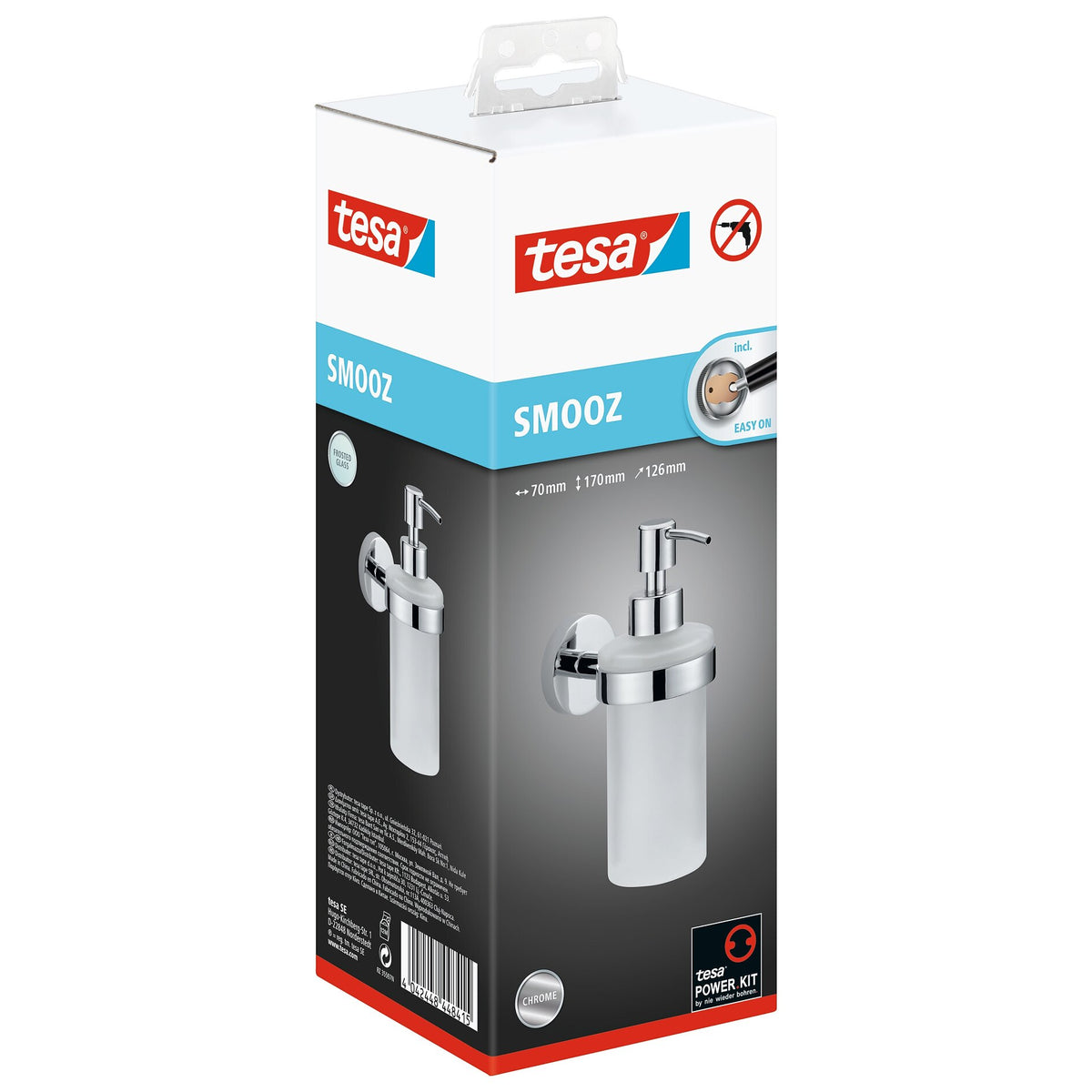 tesa SMOOZ Seifenspender-Set, verchromt, inkl. Klebelösung
