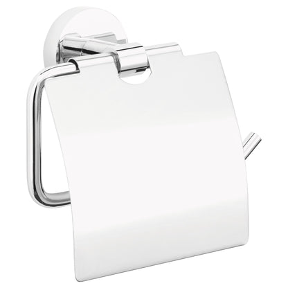 tesa Exxcellent Toilettenpapierhalter mit Deckel, Metall, verchromt, inkl. Klebelösung
