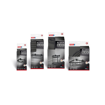 tesa ALUXX BLACK Seifenkorb, mattschwarz, für Dusche und Badewanne – Sortiment