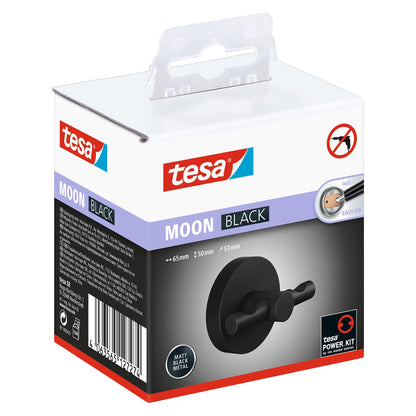 tesa MOON BLACK Bademantelhaken, schwarz matt, inkl. Klebelösung