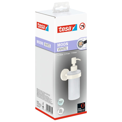 tesa MOON WHITE Wandseifenspender, weiß matt, inkl. Klebelösung