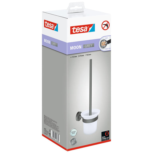 Portaspazzola per WC tesa MOON GREY, grigio opaco, con soluzione adesiva inclusa