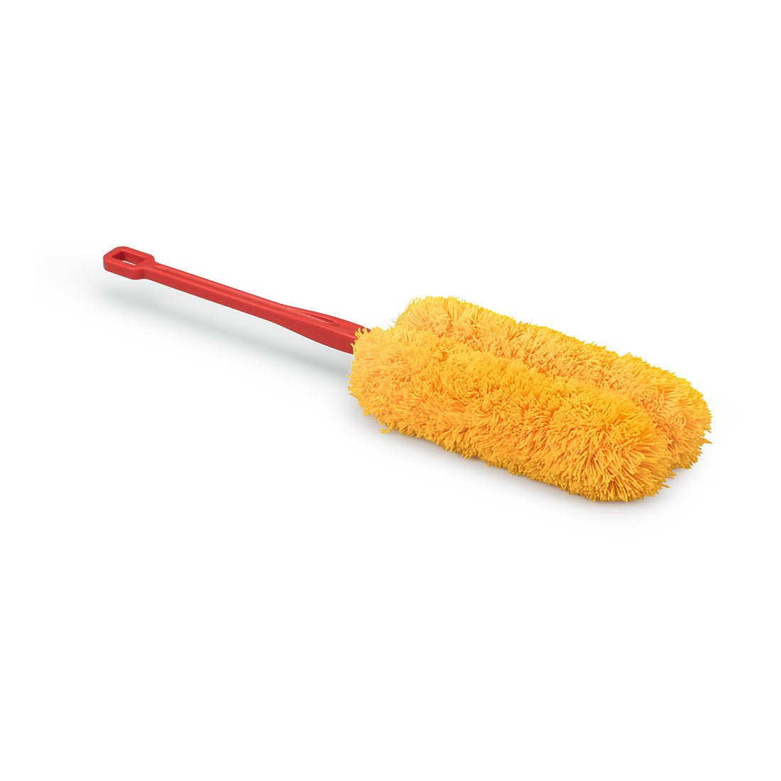 Un mocio a forcella giallo Nölle Profi con manico lungo, 44 cm (cotone/acrilico) di Nölle Profi Brush Bürsten- & Pinseltechnik e.K. si trova su sfondo bianco-ideale per la pulizia professionale.