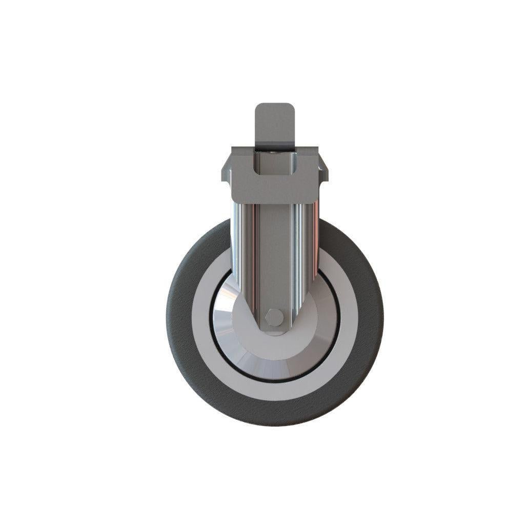 Una singola ruota grigia fissa da 125 mm di Diversey Deutschland GmbH & Co. OHG, adatta per i carrelli TASKI; La confezione contiene 1 pezzo del set di ruote fisse per carrello TASKI da 125 mm, compatibile con le rotelle appropriate.
