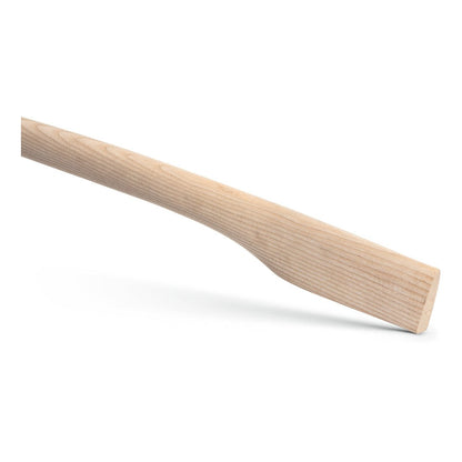 Il manico a forma di ascia/zampa di bue DIN 7295 in frassino di Nölle Profi Brush Bürsten- & Pinseltechnik e.K. è un robusto manico in legno di frassino leggermente curvato secondo DIN 7295 su fondo bianco.