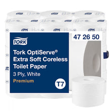 Tork OptiServe Carta igienica extra morbida senza nucleo T7, 3 veli, bianca, 18 rotoli da 550 fogli