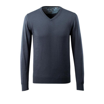 Maglione lavorato a maglia scollo a V, maglione lavorato a maglia in lana merino
