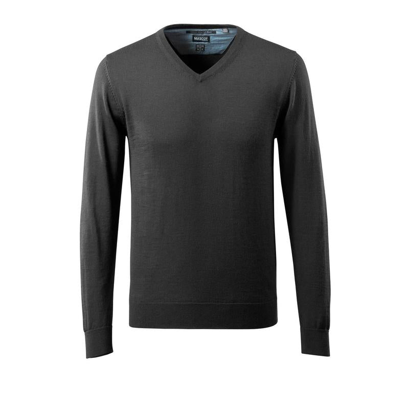 Maglione lavorato a maglia scollo a V, maglione lavorato a maglia in lana merino