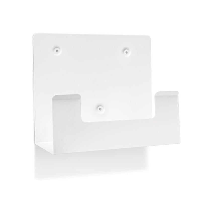 Il supporto da parete Orkla Wound Care AB per custodia per lavaggio oculare REF 51011042 (1 pezzo) è un supporto in metallo bianco montato a parete con quattro fori per viti e un'apertura frontale rettangolare, ideale per organizzare la tua custodia per lavaggio oculare.