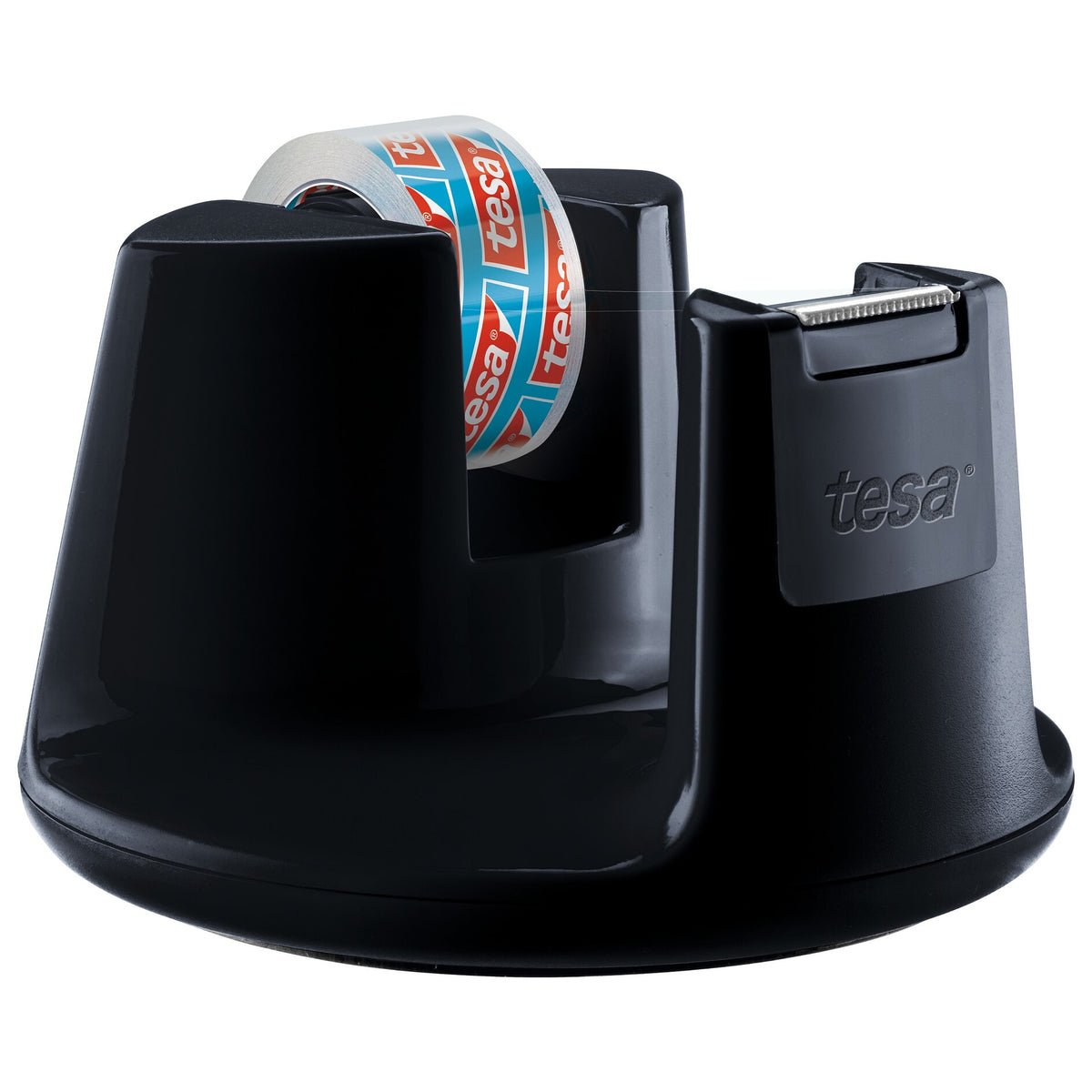 tesa Easy Cut Tischabroller Compact, schwarz kristall-klar, 10 m x 15 mm