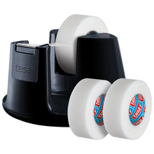 Tesafilm: dispenser da tavolo compatto + 3 rotoli Invisible, nero