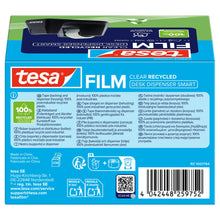 Dispenser da tavolo tesa DESK DISPENSER SMART RECYCLED con nastro adesivo tesafilm CLEAR RECYCLED, trasparente