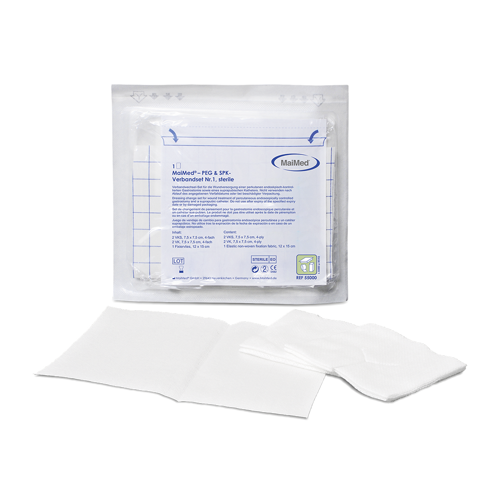 Set di medicazioni MaiMed PEG & SPK N. 1 - sterile sterile, confezionato semplicemente 15 pezzi/sacchetto | Scatola (15 pezzi)