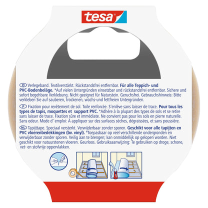 tesa 55729 Verlegeband, rückstandsfrei entfernbar, 5 m x 50 mm, weiß-transluzent