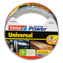tesa extra Power Universal >60% Recycled Plastic Allzweck-Klebeband silber-grau, 10 m x 50 mm