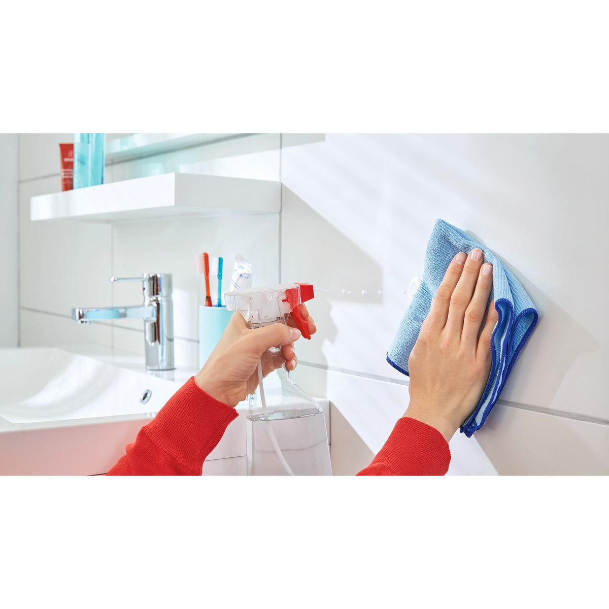 tesa Powerstrips Haken S Metall Rund, weiß – Anwendung