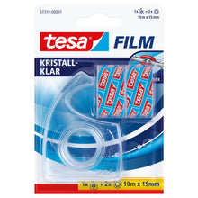 Srotolatore manuale tesafilm + 2 rotoli cristallini, trasparenti