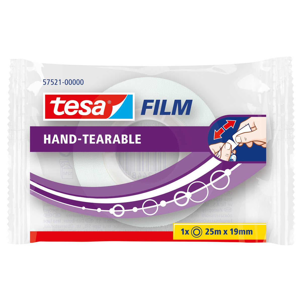Nastro Tesafilm strappabile a mano, trasparente, 25 m x 19 mm