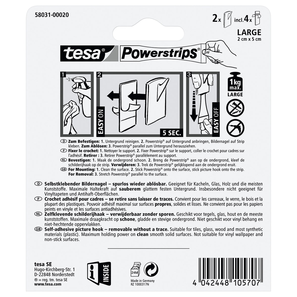 tesa Powerstrips Bilder-Nagel, weiß