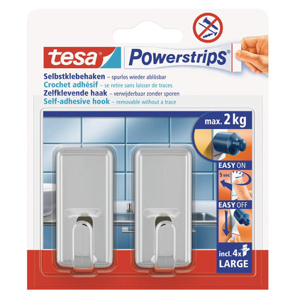 tesa Powerstrips Haken Large Classic chrom