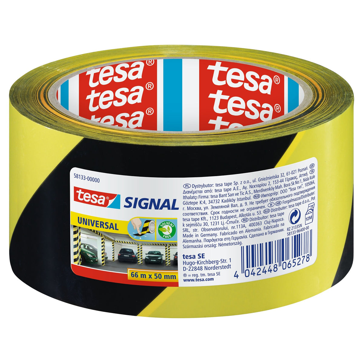 tesa Signal Universal Markierband, 66 m x 50 mm schwarz-gelb