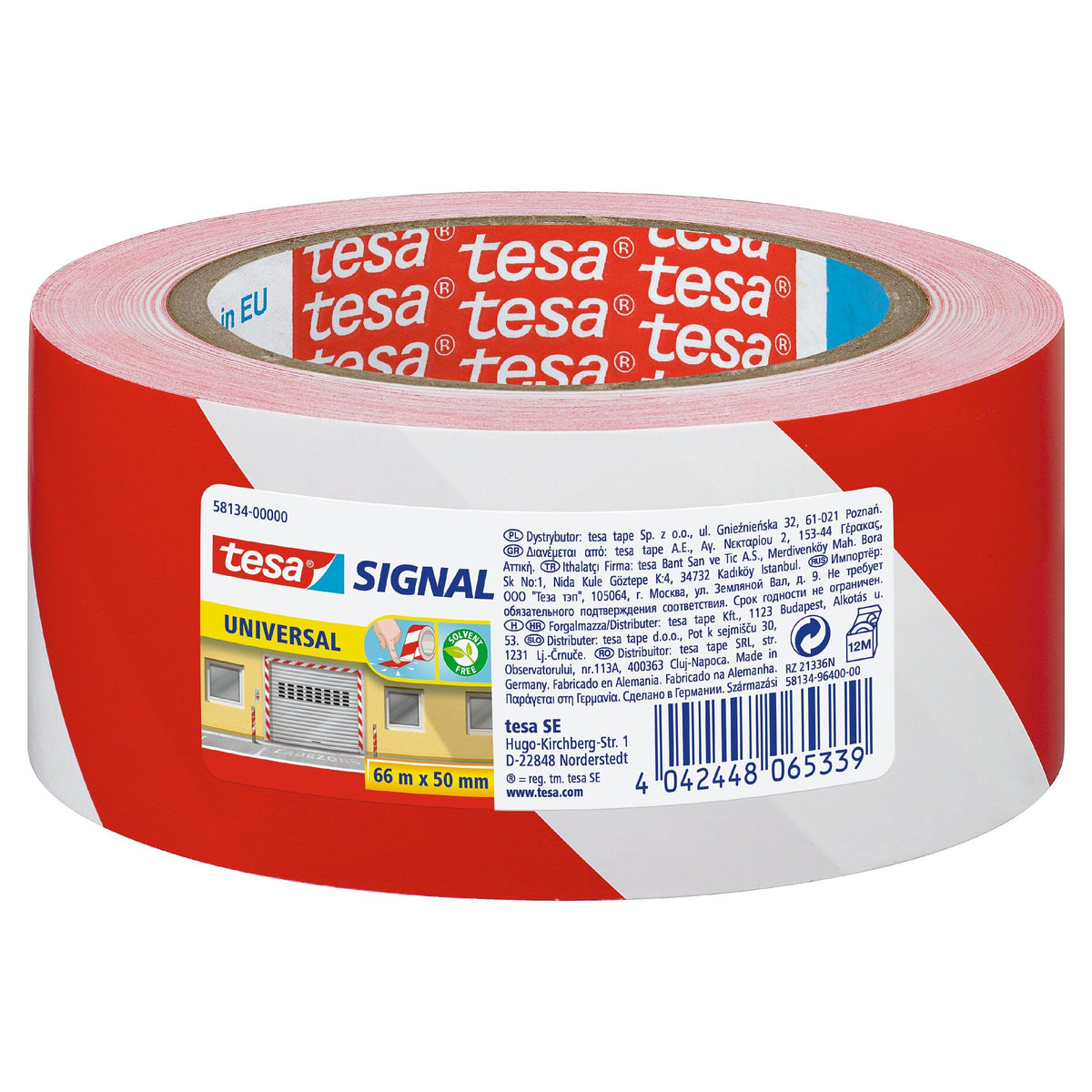 tesa Signal Universal Markierband, 66 m x 50 mm rot-weiß