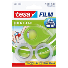Mini-dispensatore tesafilm + 2 rotoli Eco Clear, verde