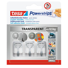 tesa Powerstrips Selbstklebende Haken mit abnehmbaren Drahthaken, transparent