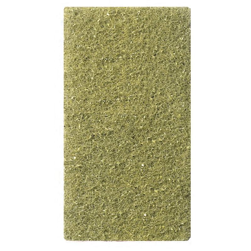 Il Twister Handpad 2 pz. della Diversey Deutschland GmbH & Co. OHG è un pad rettangolare, verde con una texture ruvida e fibrosa e un design compatto, raffigurato su sfondo bianco.