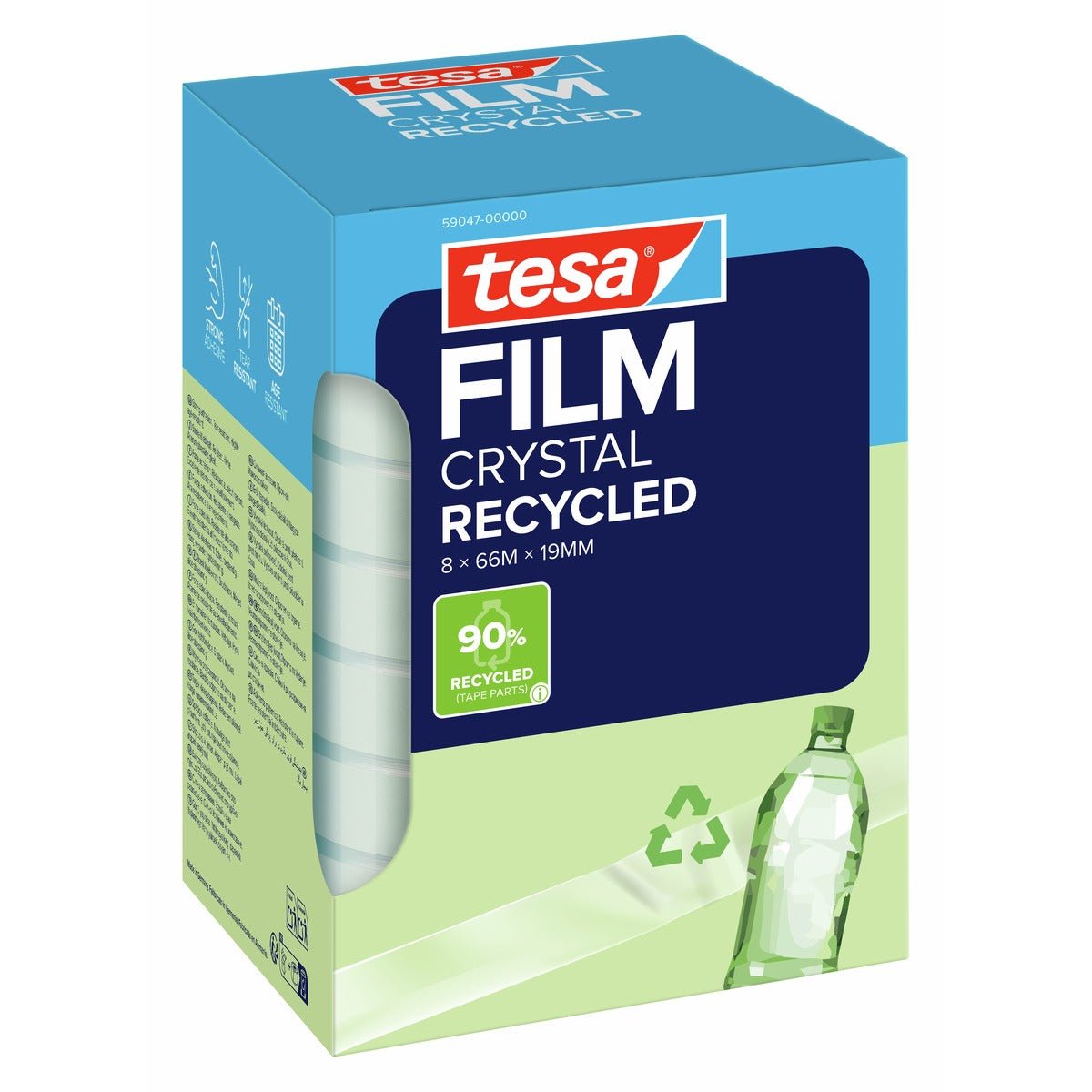 tesafilm CRYSTAL RECYCLED, 66 m x 19 mm, trasparente