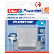 tesa Powerstrips Waterproof Duohaken Zoom, Metall, weiß