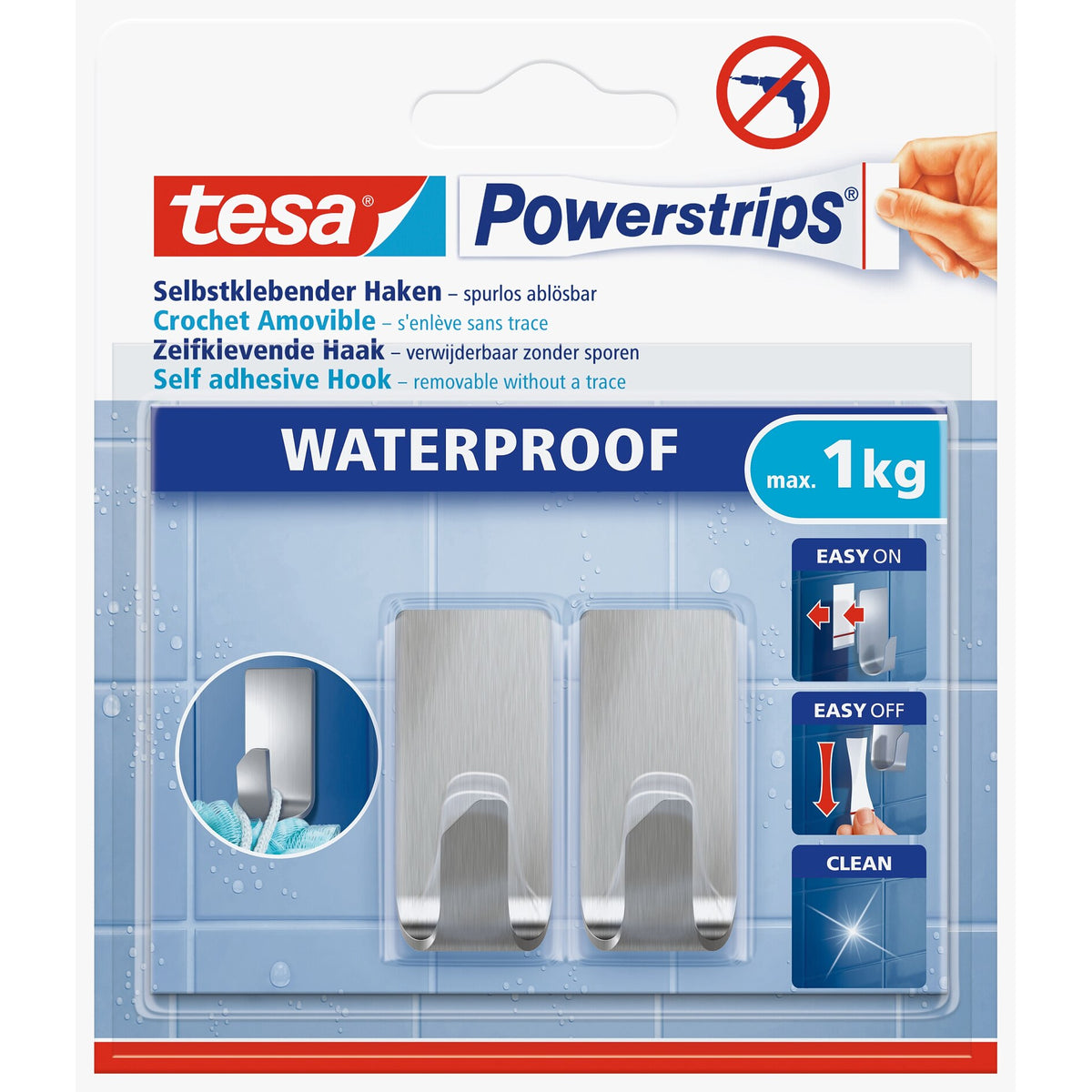 tesa Powerstrips Haken Waterproof S Metall Zoom, weiß