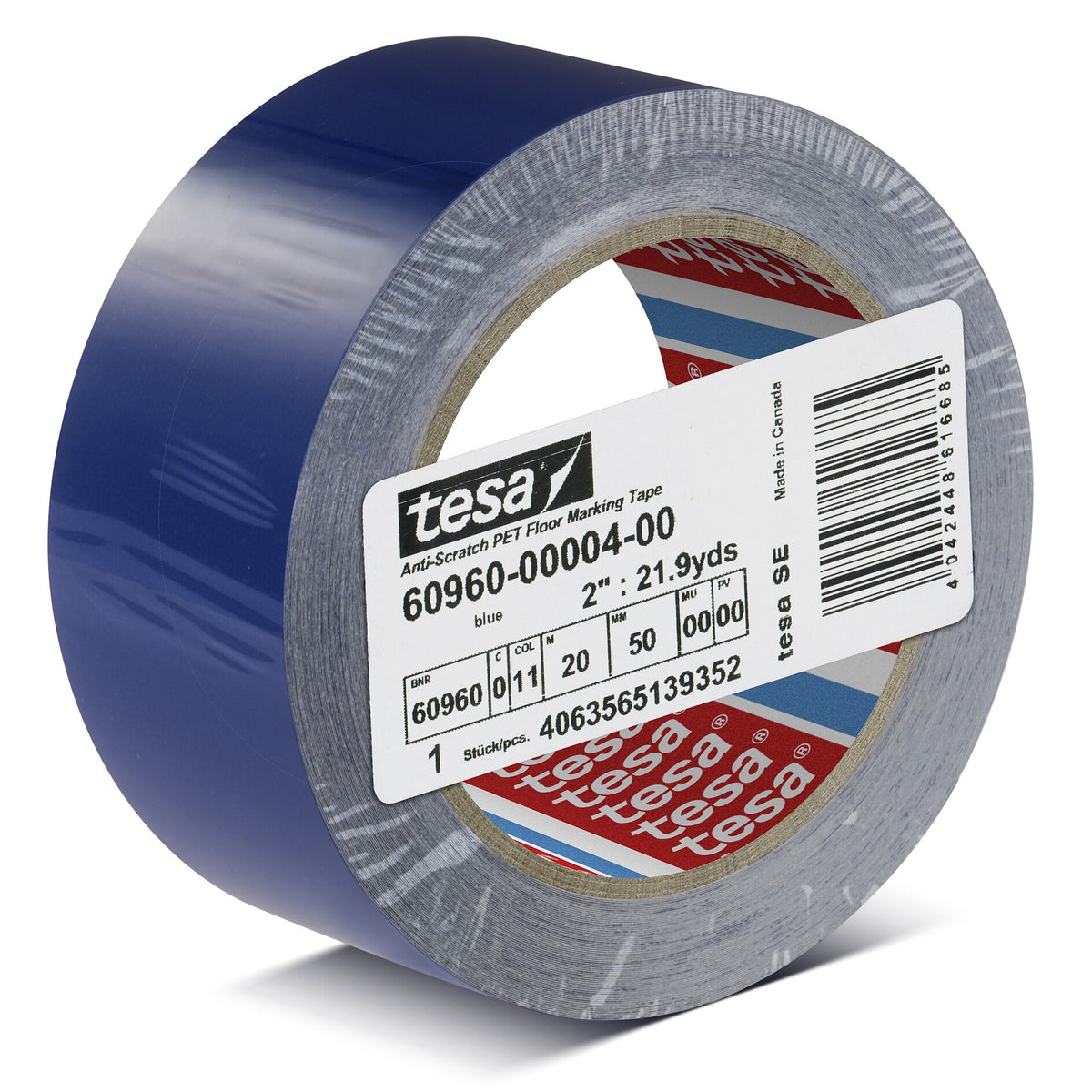 tesa 60960 kratzfestes PET Bodenmarkierungsband, 20 m x 50 mm blau