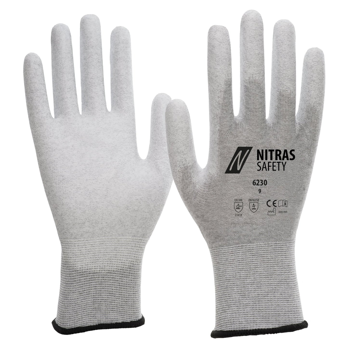 Guanti antistatici NITRAS, grigio/bianco