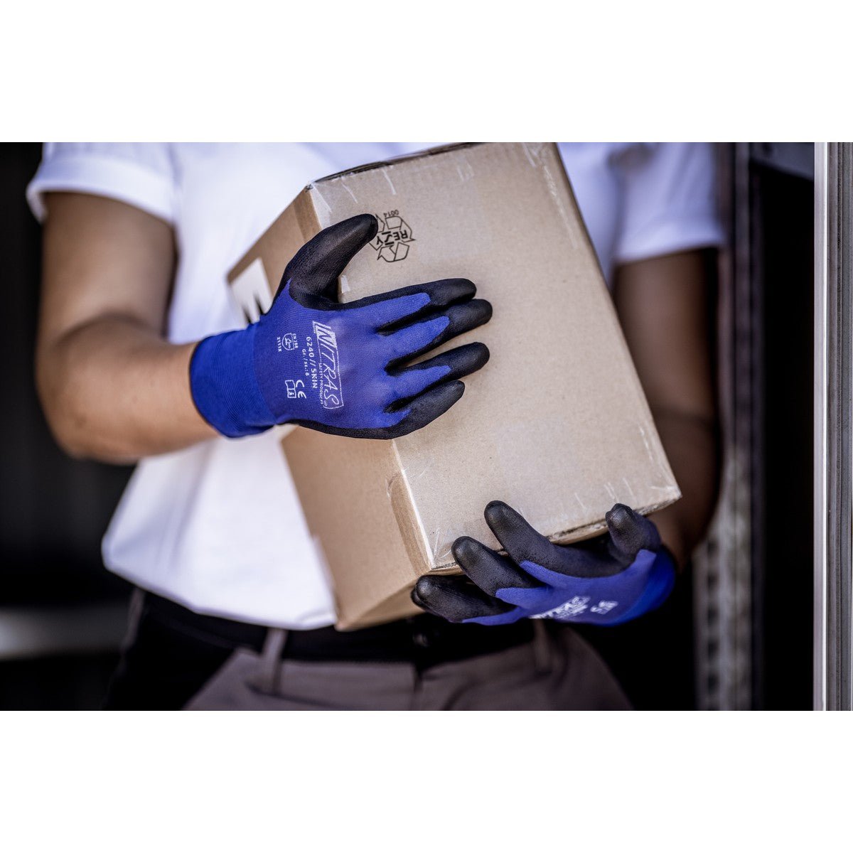 NITRAS SKIN, guanti in nylon, blu/nero