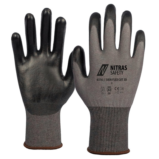 NITRAS SKIN FLEX CUT 3D, guanti antitaglio, grigio/nero