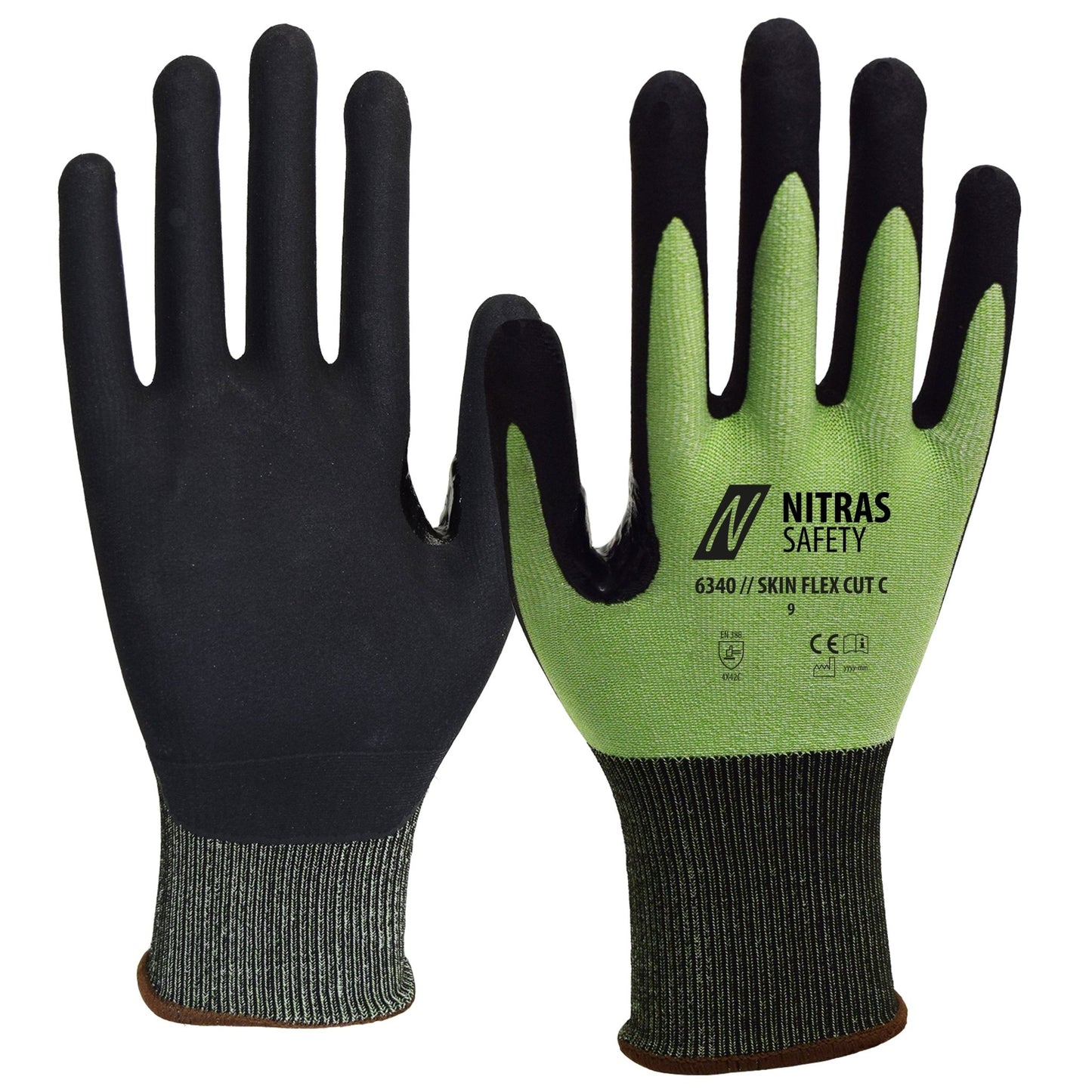 NITRAS SKIN FLEX CUT C, guanti antitaglio, verde/nero