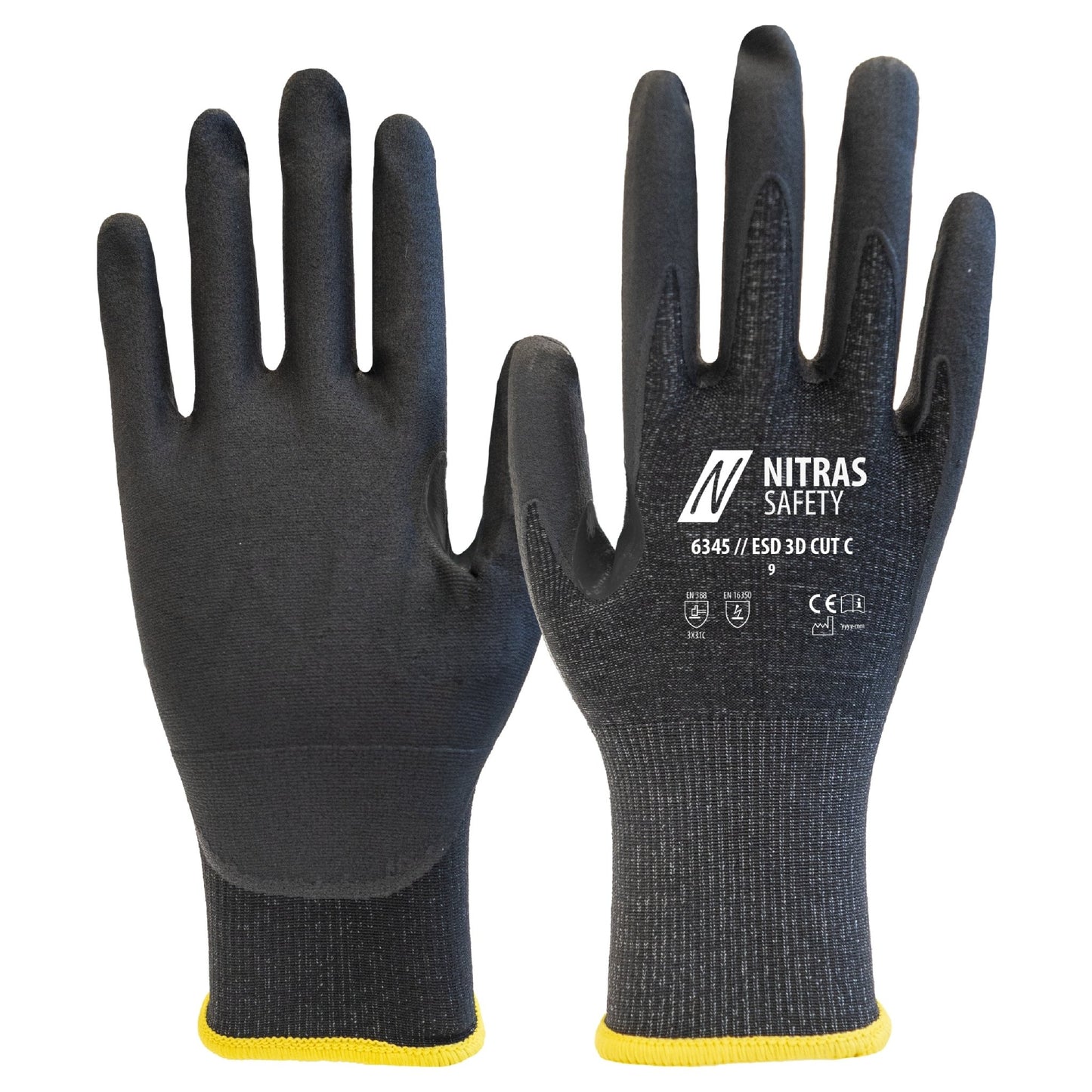 NITRAS ESD 3D CUT C, guanti di protezione dal taglio, antracite / nero