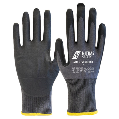 NITRAS ESD 3D CUT D, guanti di protezione dal taglio, grigio/nero