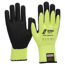 NITRAS TAEKI WINTER CUT, guanti antitaglio, giallo neon / nero