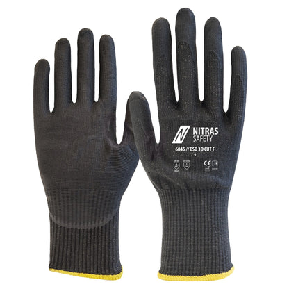 NITRAS ESD 3D CUT F, guanti di protezione dal taglio, neri