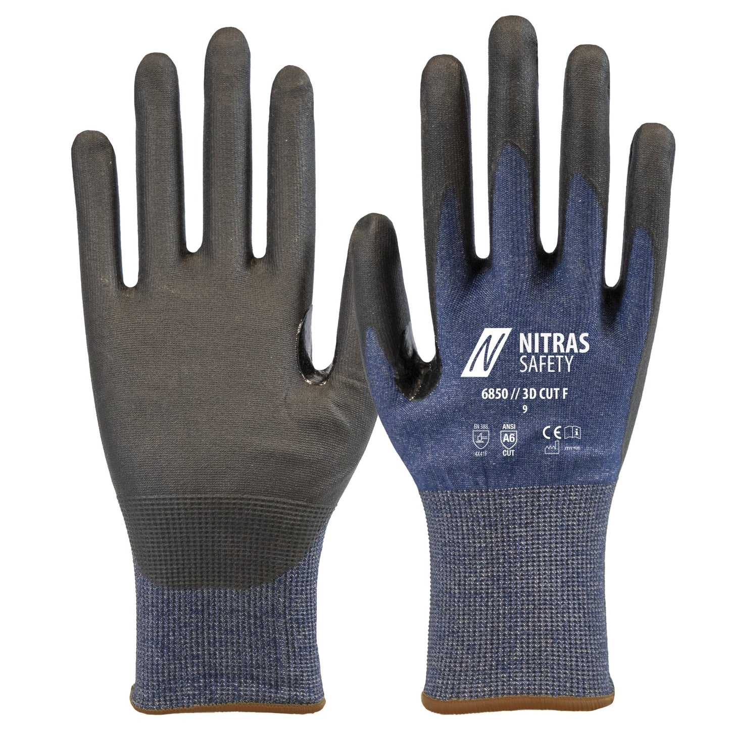 NITRAS 3D CUT F, guanti antitaglio, blu navy / nero