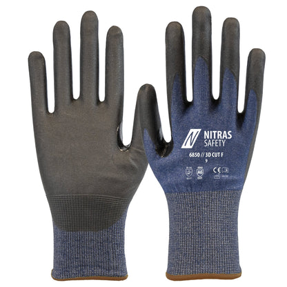 NITRAS 3D CUT F, guanti antitaglio, blu navy / nero