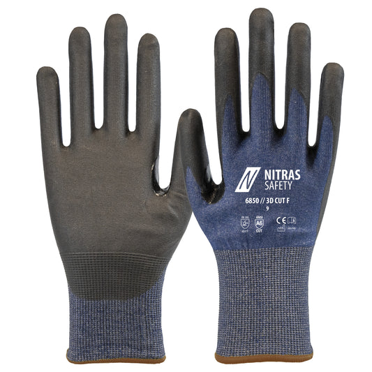 NITRAS 3D CUT F, guanti antitaglio, blu navy / nero