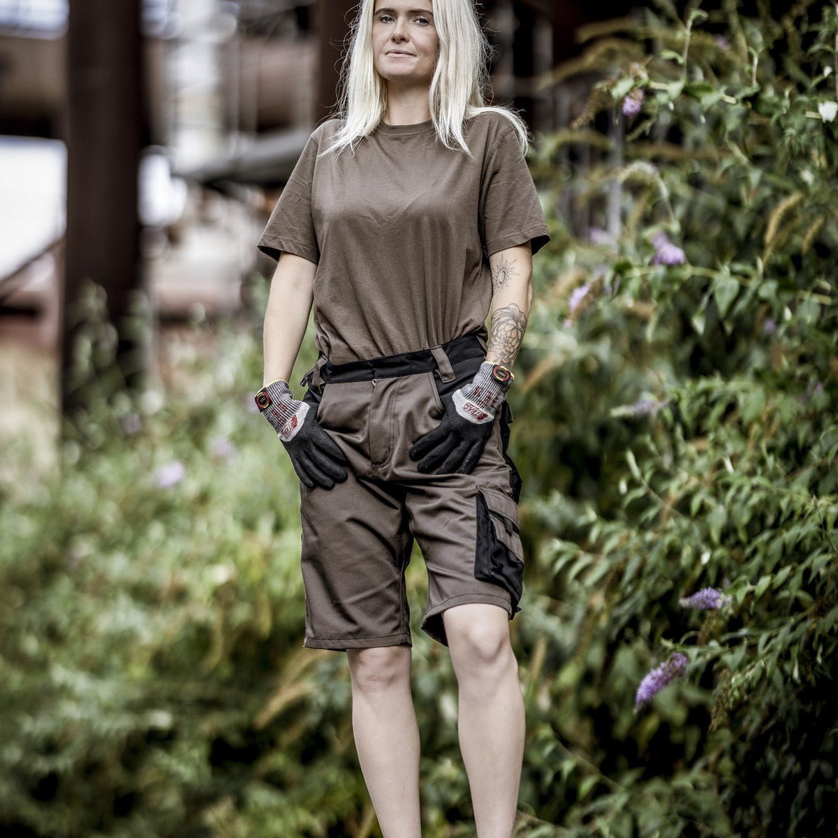 NITRAS MOTION TEX PLUS, pantaloni da lavoro, corti, marrone/nero
